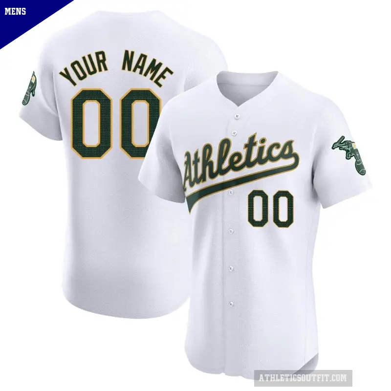 Men's No.00 Custom Oakland Athletics White Elite Home Jersey