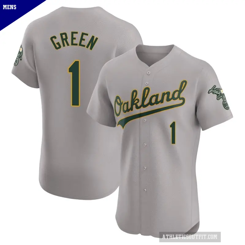 Men's No.1 Dick Green Oakland Athletics Gray Elite Road Jersey