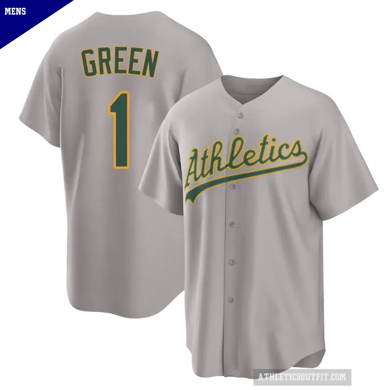 Men's No.1 Dick Green Oakland Athletics Gray Replica Away 2.0 Jersey