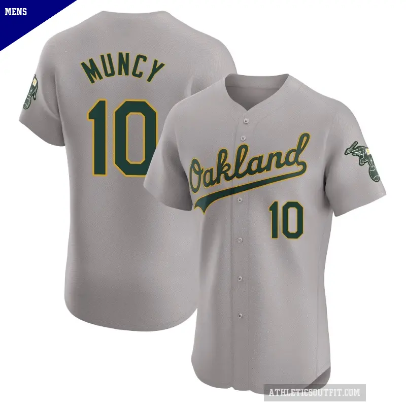 Men's No.10 Max Muncy Oakland Athletics Gray Elite Road Jersey