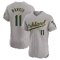 Men's No.11 Brett Harris Oakland Athletics Gray Elite Road Jersey