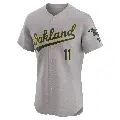 Men's No.11 Brett Harris Oakland Athletics Gray Elite Road Jersey