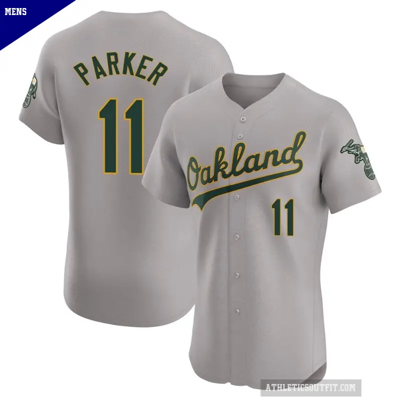 Men's No.11 Jarrod Parker Oakland Athletics Gray Elite Road Jersey