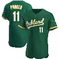 Men's No.11 Jarrod Parker Oakland Athletics Green Authentic Kelly Alternate Jersey