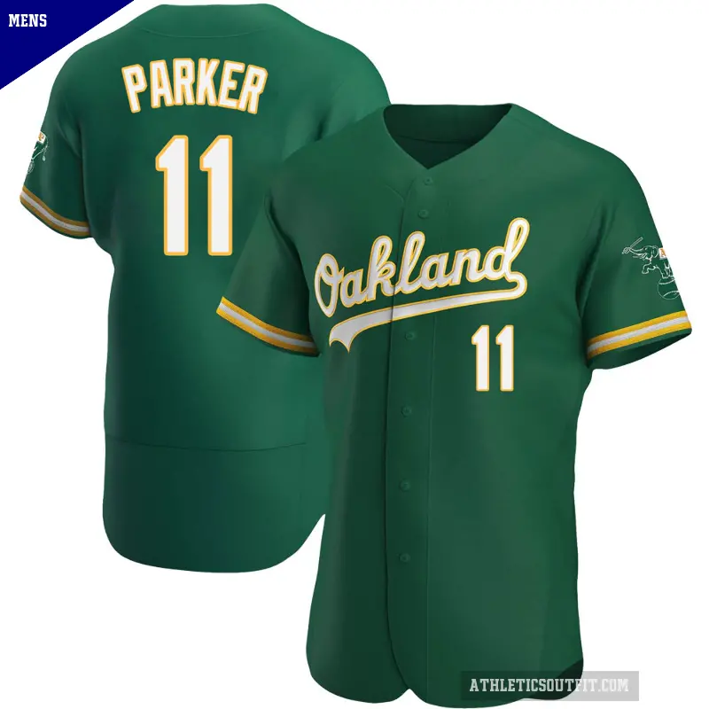 Men's No.11 Jarrod Parker Oakland Athletics Green Authentic Kelly Alternate Jersey