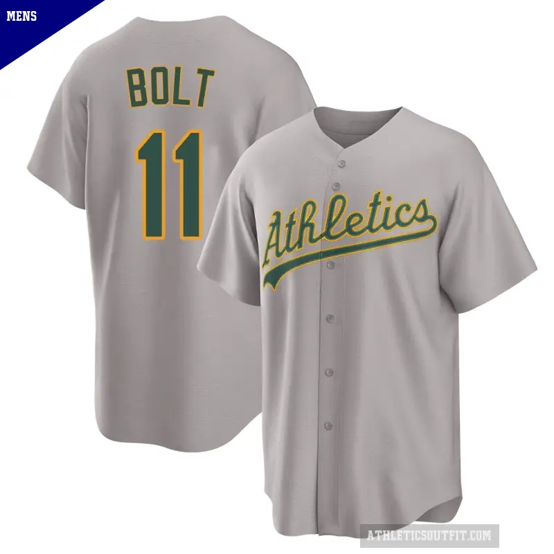 Men's No.11 Skye Bolt Oakland Athletics Gray Replica Away 2.0 Jersey