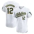 Men's No.12 Max Schuemann Oakland Athletics White Elite Home Jersey