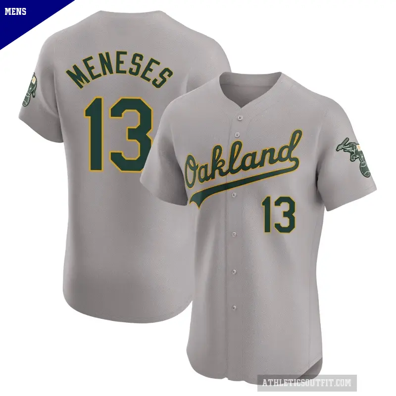 Men's No.13 Joey Meneses Oakland Athletics Gray Elite Road Jersey