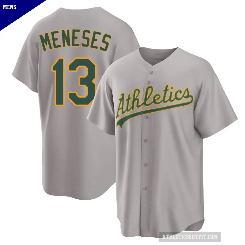 Men's No.13 Joey Meneses Oakland Athletics Gray Replica Away 2.0 Jersey