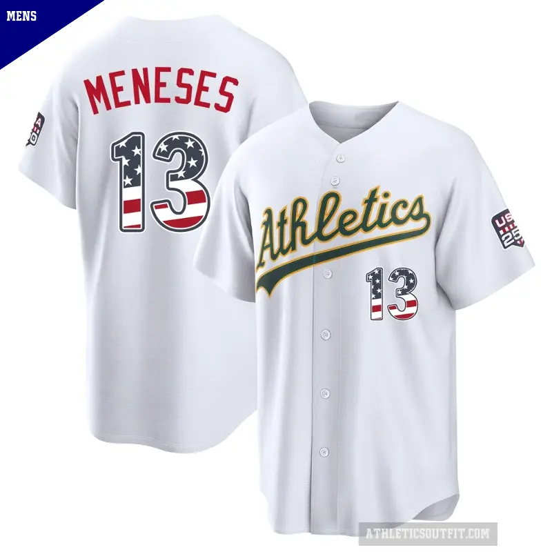 Men's No.13 Joey Meneses Oakland Athletics White Limited USA 250 Fourth Of July Home Stadium Jersey