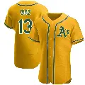 Men's No.13 Jordan Diaz Oakland Athletics Gold Authentic Alternate Jersey