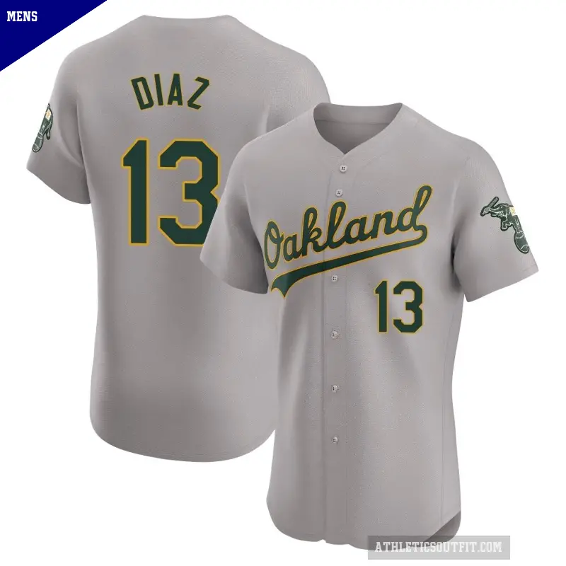 Men's No.13 Jordan Diaz Oakland Athletics Gray Elite Road Jersey