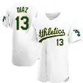 Men's No.13 Jordan Diaz Oakland Athletics White Authentic Home Jersey