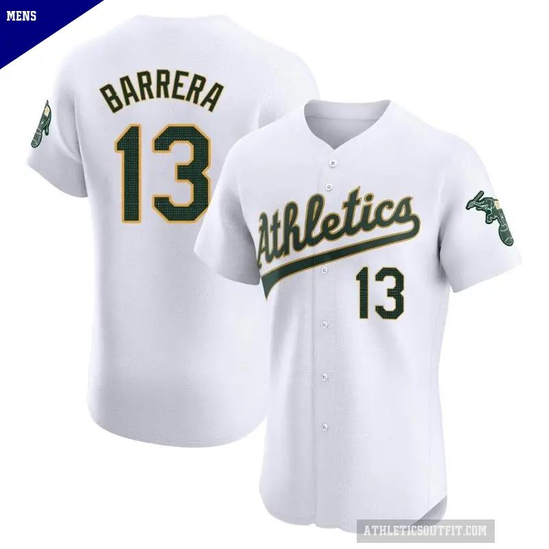 Men's No.13 Luis Barrera Oakland Athletics White Elite Home Jersey