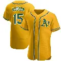 Men's No.15 Tim Hudson Oakland Athletics Gold Authentic Alternate Jersey