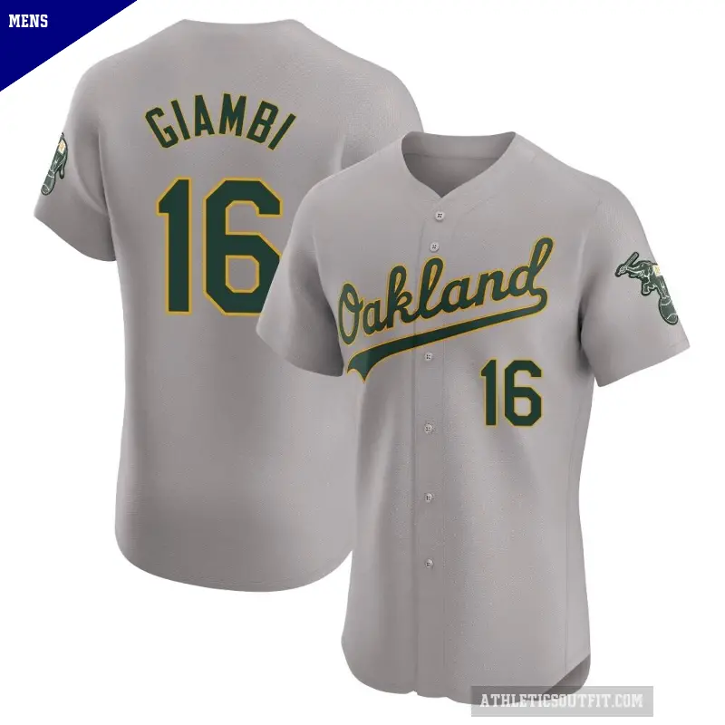 Men's No.16 Jason Giambi Oakland Athletics Gray Elite Road Jersey