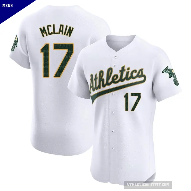 Men's No.17 Denny Mclain Oakland Athletics White Elite Home Jersey