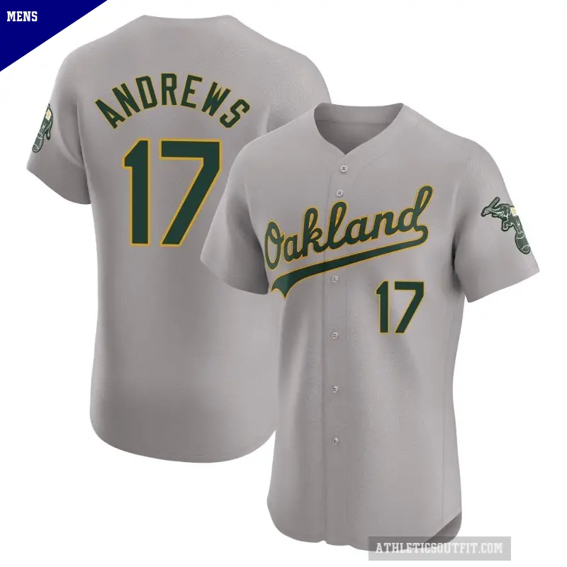 Men's No.17 Mike Andrews Oakland Athletics Gray Elite Road Jersey