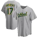 Men's No.17 Mike Andrews Oakland Athletics Gray Replica Road Jersey