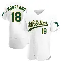 Men's No.18 Mitch Moreland Oakland Athletics White Authentic Home Jersey