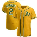 Men's No.2 Darell Hernaiz Oakland Athletics Gold Authentic Alternate Jersey