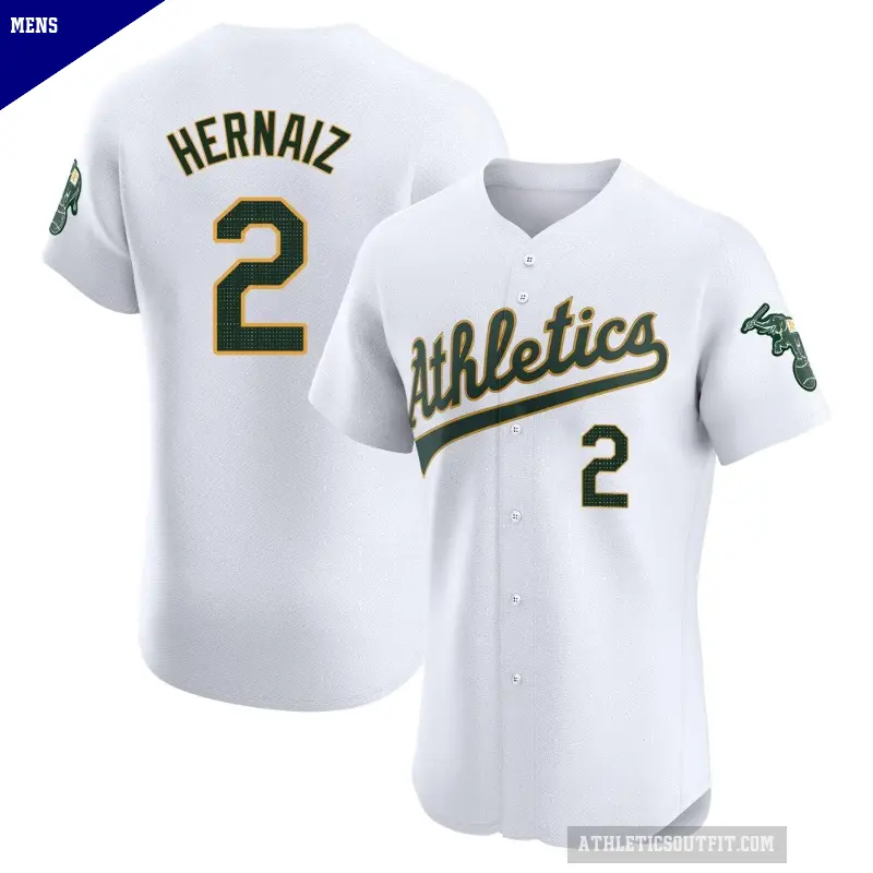Men's No.2 Darell Hernaiz Oakland Athletics White Elite Home Jersey