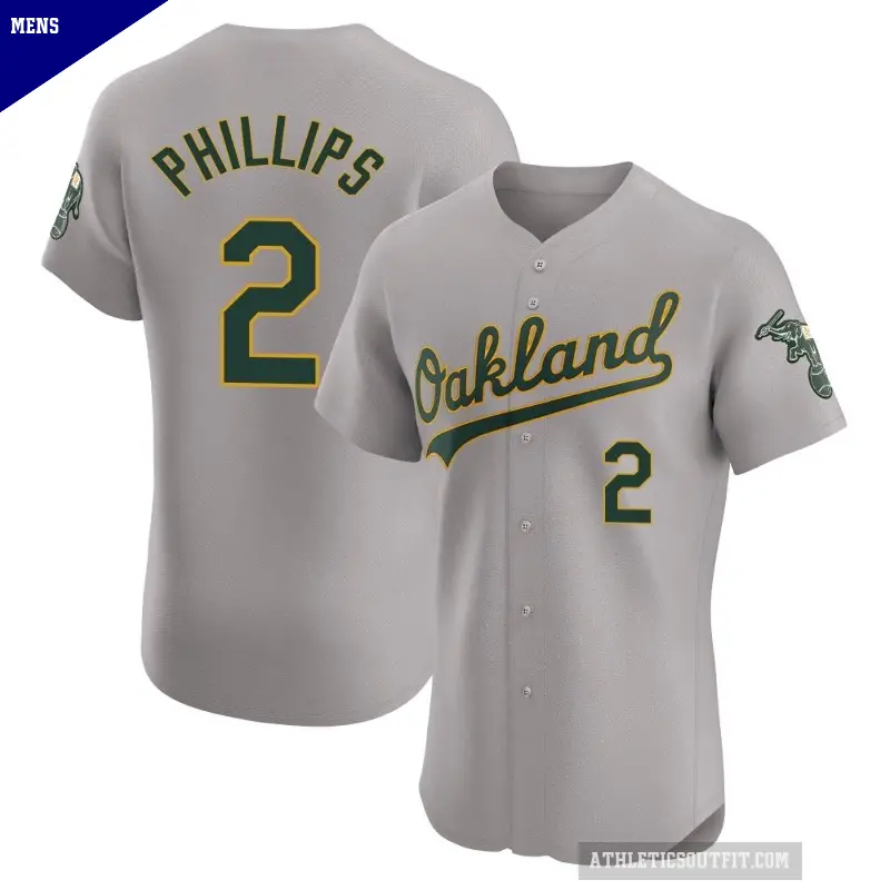 Men's No.2 Tony Phillips Oakland Athletics Gray Elite Road Jersey