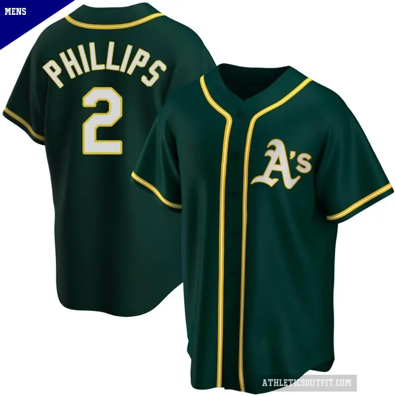 Men's No.2 Tony Phillips Oakland Athletics Green Replica Alternate Jersey