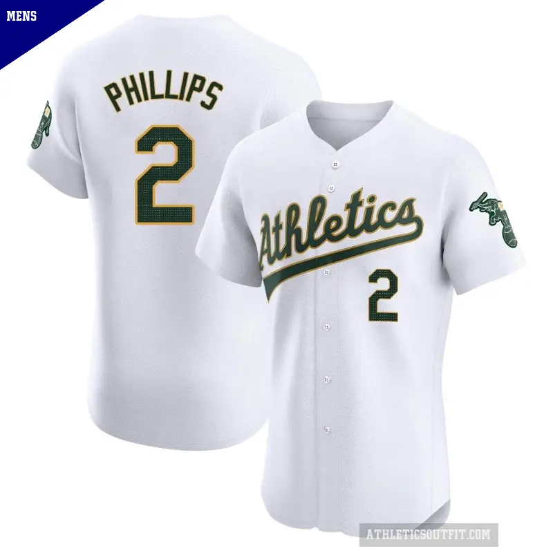 Men's No.2 Tony Phillips Oakland Athletics White Elite Home Jersey