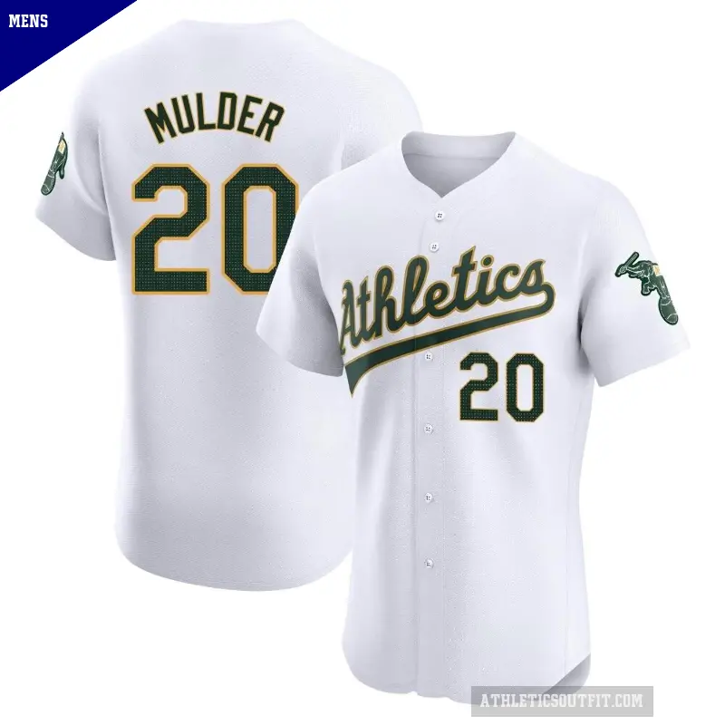 Men's No.20 Mark Mulder Oakland Athletics White Elite Home Jersey