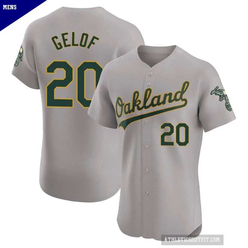 Men's No.20 Zack Gelof Oakland Athletics Gray Elite Road Jersey