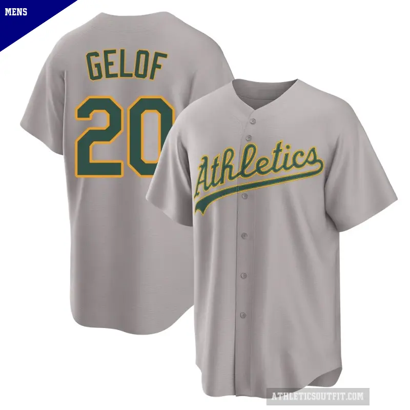 Men's No.20 Zack Gelof Oakland Athletics Gray Replica Away 2.0 Jersey