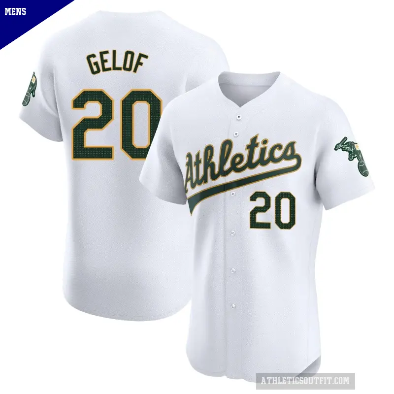 Men's No.20 Zack Gelof Oakland Athletics White Elite Home Jersey