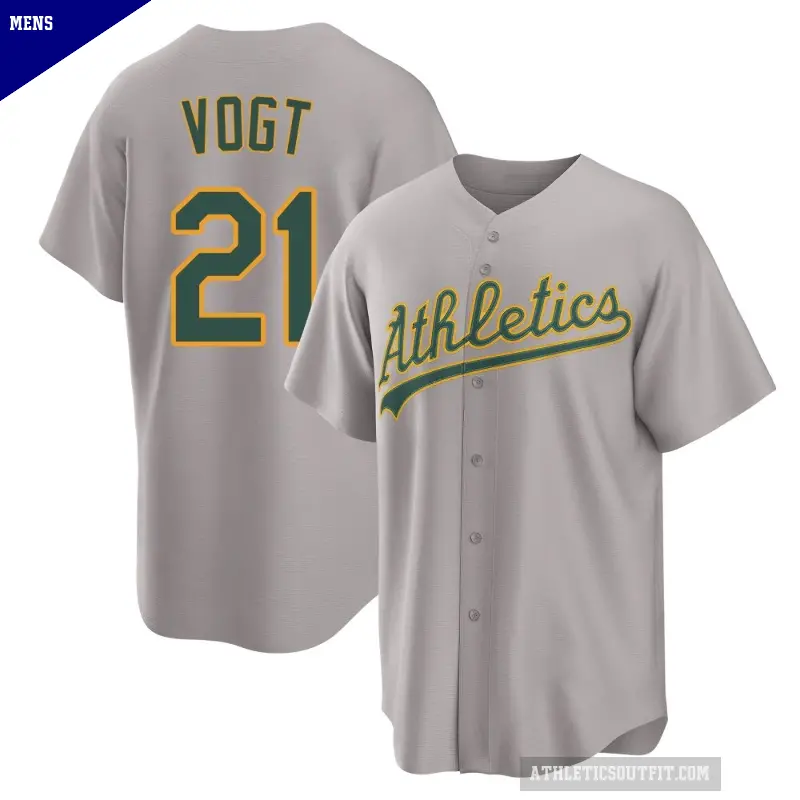 Men's No.21 Stephen Vogt Oakland Athletics Gray Replica Away 2.0 Jersey