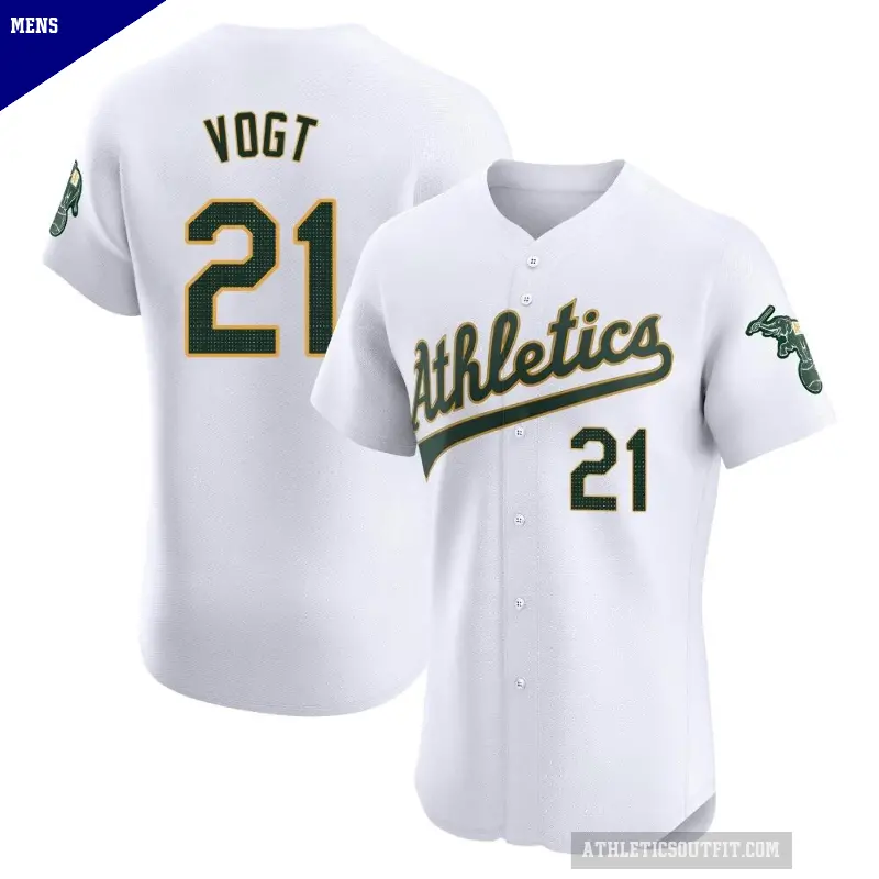Men's No.21 Stephen Vogt Oakland Athletics White Elite Home Jersey