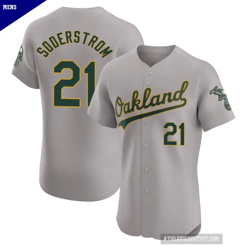 Men's No.21 Tyler Soderstrom Oakland Athletics Gray Elite Road Jersey