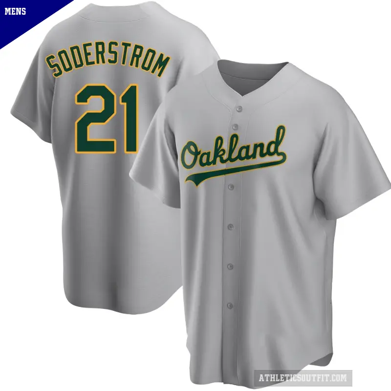 Men's No.21 Tyler Soderstrom Oakland Athletics Gray Replica Road Jersey