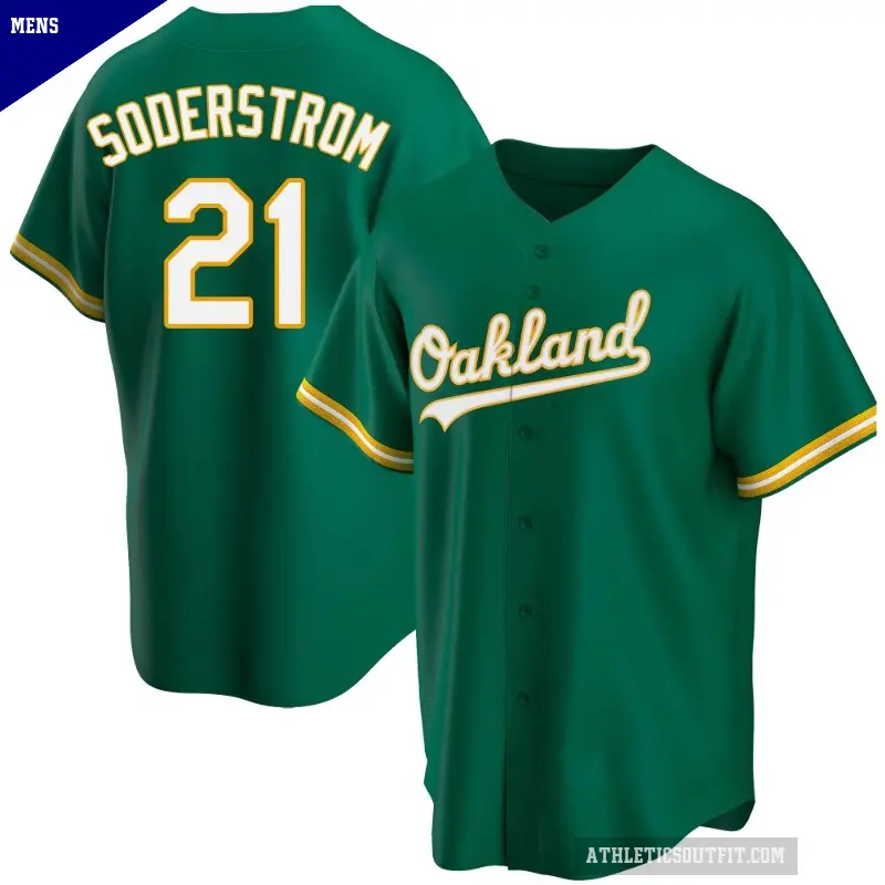 Men's No.21 Tyler Soderstrom Oakland Athletics Green Replica Kelly Alternate Jersey