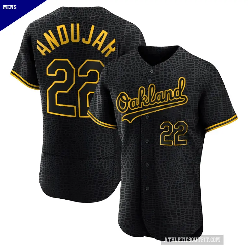 Men's No.22 Miguel Andujar Oakland Athletics Black Authentic Snake Skin City Jersey