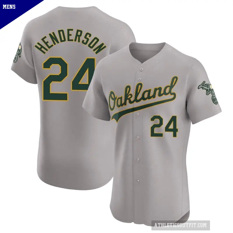 Men's No.24 Rickey Henderson Oakland Athletics Gray Elite Road Jersey