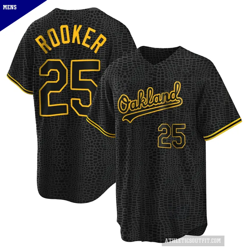 Men's No.25 Brent Rooker Oakland Athletics Black Replica Snake Skin City Jersey