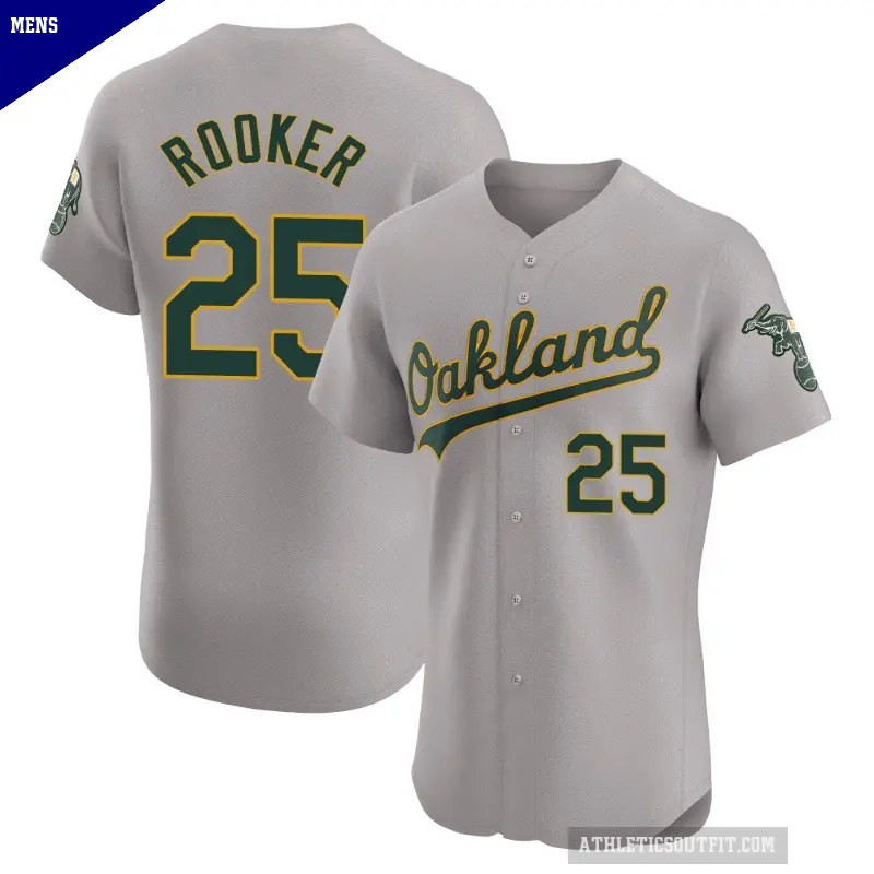 Men's No.25 Brent Rooker Oakland Athletics Gray Elite Road Jersey