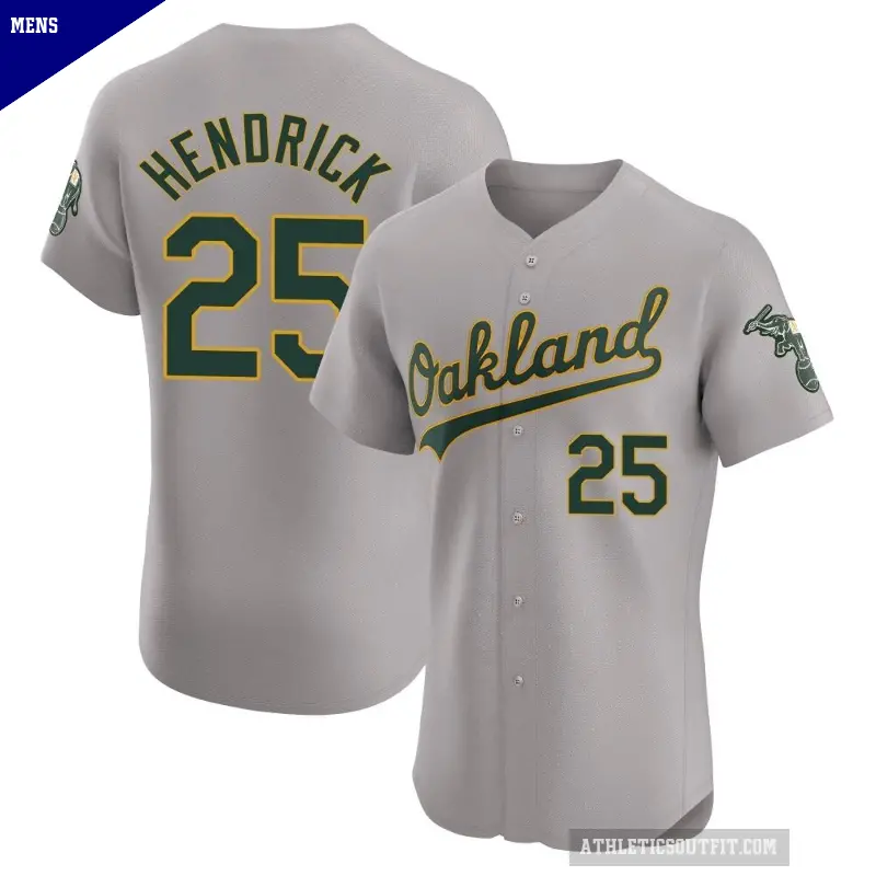 Men's No.25 George Hendrick Oakland Athletics Gray Elite Road Jersey