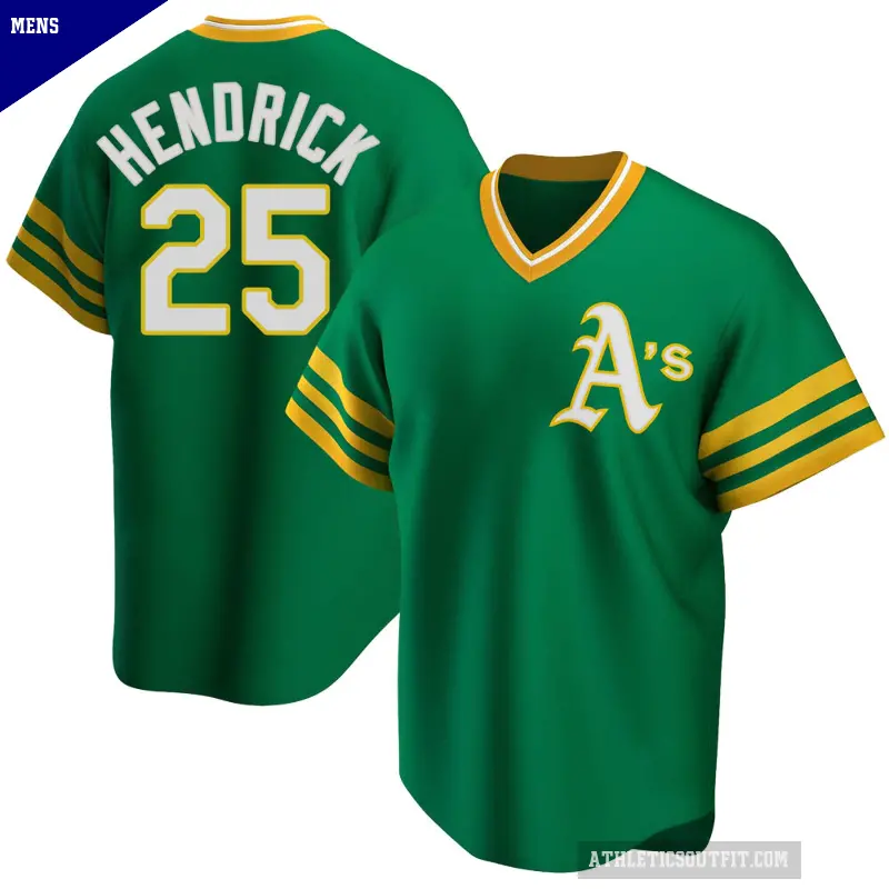 Men's No.25 George Hendrick Oakland Athletics Green Replica R Kelly Road Cooperstown Collection Jersey