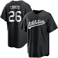Men's No.26 Carlos Cortes Oakland Athletics Black/White Replica Jersey
