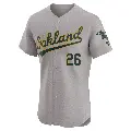 Men's No.26 Carlos Cortes Oakland Athletics Gray Elite Road Jersey