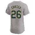 Men's No.26 Carlos Cortes Oakland Athletics Gray Elite Road Jersey