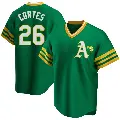 Men's No.26 Carlos Cortes Oakland Athletics Green Replica R Kelly Road Cooperstown Collection Jersey