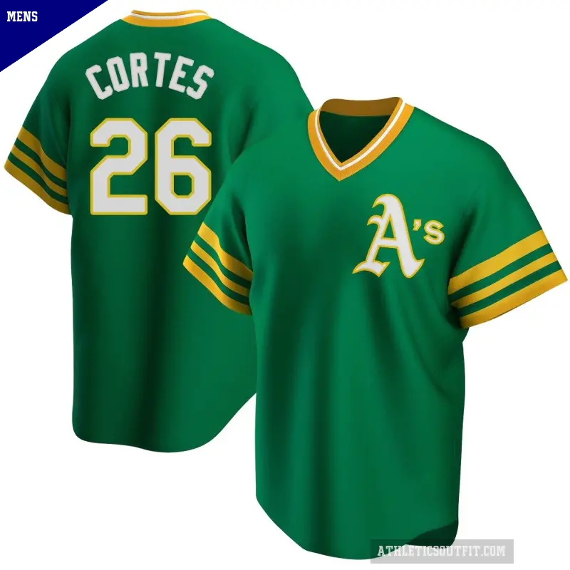 Men's No.26 Carlos Cortes Oakland Athletics Green Replica R Kelly Road Cooperstown Collection Jersey
