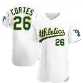 Men's No.26 Carlos Cortes Oakland Athletics White Authentic Home Jersey